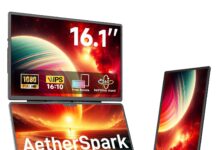 AetherSpark 16.1 Inch Laptop Screen Extender Review AetherSpark 16.1 inch laptop screen extender open beside a laptop