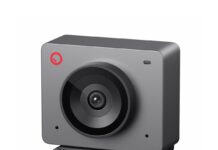 OBSBOT Meet SE 1080P 100FPS Webcam Review OBSBOT Meet SE webcam in space grey on a desk