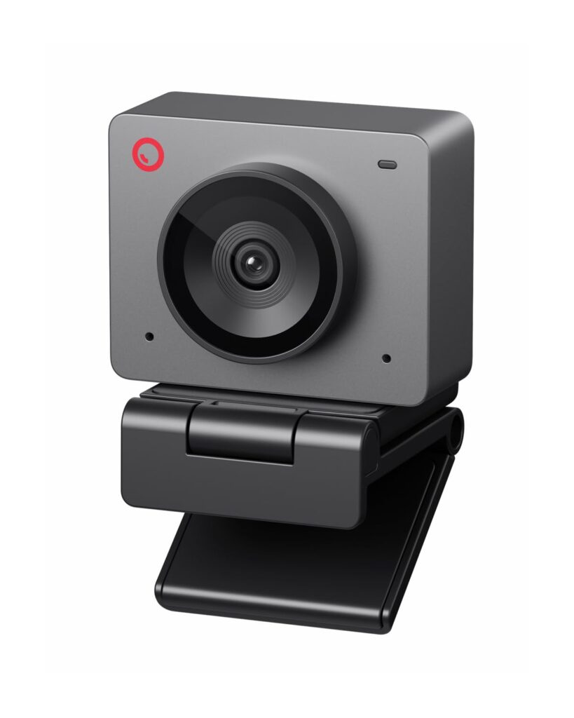 OBSBOT Meet SE webcam in space grey on a desk